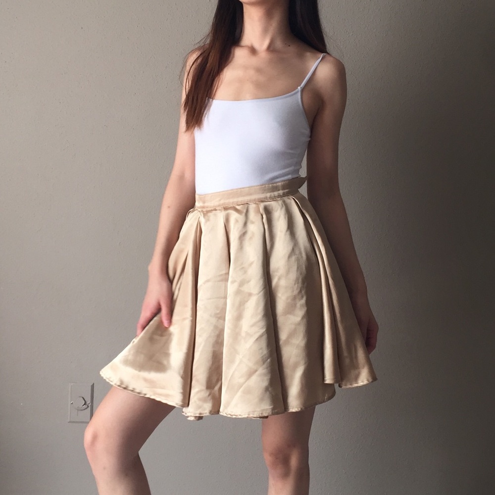 Gold satin circle skirt